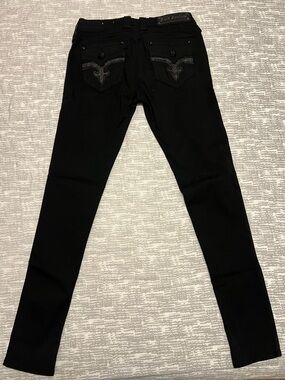 Rock Revival Black Skinny Jeans with Embroidered Back Pockets